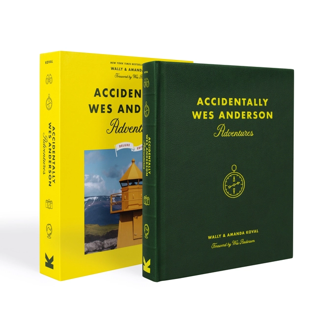 Accidentally Wes Anderson: Adventures. Featuring green slipcase and yellow hardback.